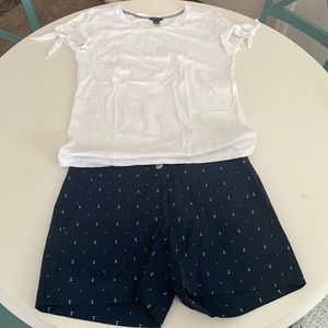 Set-Nautica Navy & White Top & Shorts Set- Top: size Small; Shorts: size 8